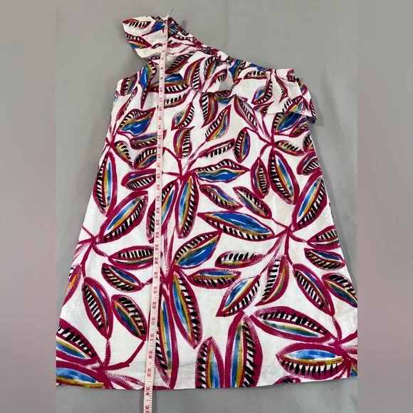 J Crew Factory Women Dress Size Small One Shoulder Tropical‎ Floral Print Linen - Picture 5 of 13